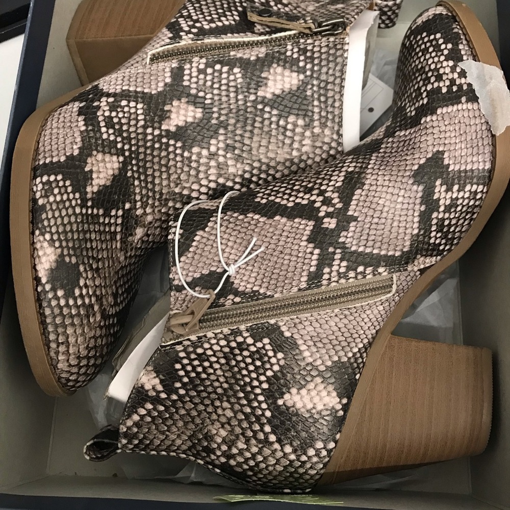 Gray Snakeskin Booties